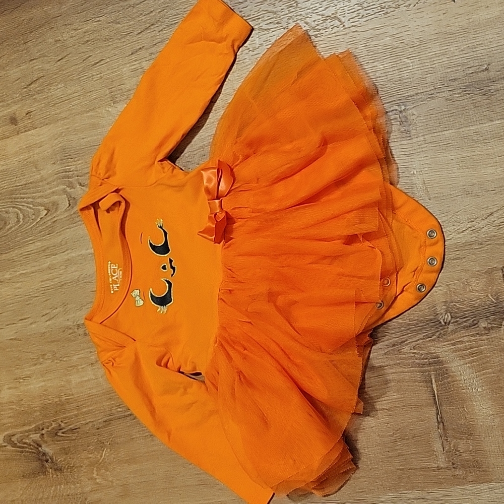 Children's place Halloween Pumpkin bodysuit with tulle tutu skirt